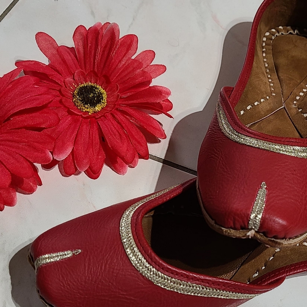 Leather Punjabi Jutti Khussa Women Shoes Embroider